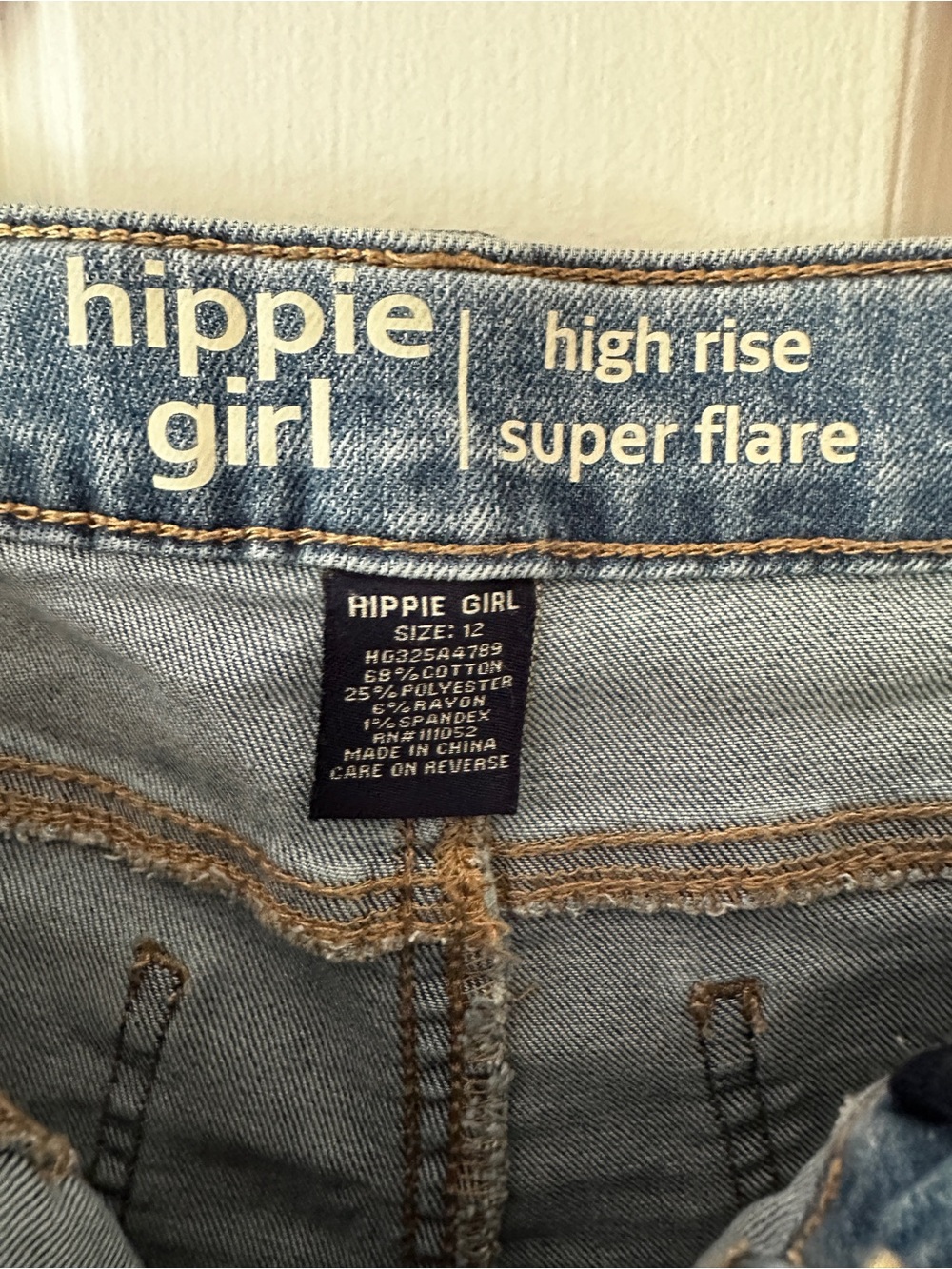 Hippie Girl High Rise Flare Jeans - Medium Wash Blue - Picture 3 of 4